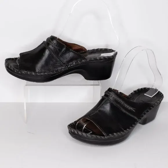 Ariat Women's Peep Toe Sandals Leather Slip On Western Black Size 5.5 5.5B | AR - Picture 2 of 6